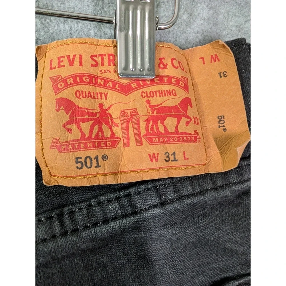 Levi's 501 Button Fly Denim Shorts Men's 31 Black Jean Shorts Skate Grunge